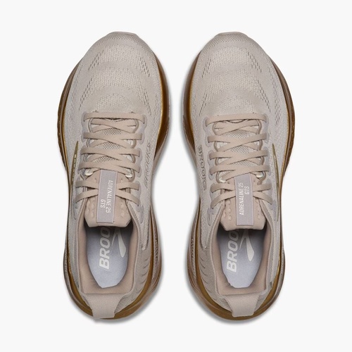 brooks-adrenaline-gts-25-mujer-beige-dorado-running-jerez-cadiz-vista-superior Brooks Adrenaline GTS 25 mujer beige dorado vista superior para running en HYGGE Jerez Cádiz