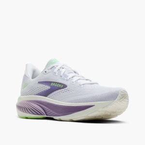 Brooks Ghost 18 mujer blanco lila verde vista frontal en tienda running HYGGE Jerez Cádiz