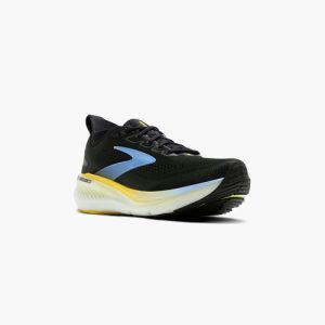 Brooks Glycerin GTS 23 hombre negro con detalles azules y amarillos vista lateral en tienda running HYGGE Jerez Cádiz