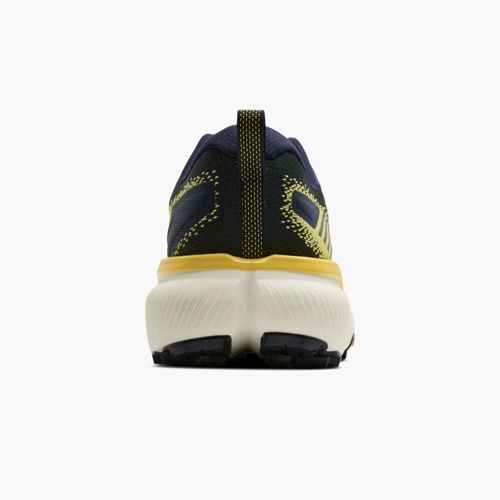 brooks-cascadia-20-hombre-azul-marino-amarillo-running-jerez-cadiz-02 Vista trasera Brooks Cascadia 20 hombre azul marino y amarillo con amortiguación DNA LOFT v3 para trail running